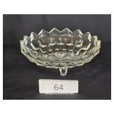 Footed Glass Faceted Serving Bowl