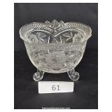 Footed Glass Floral Pattern Serving Dish