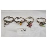 Four Charm Bracelets From Silver Plate Flatware