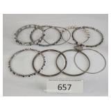 Nine Fancy Costume Jewelry Bangle Bracelets