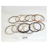 Twelve Colorful Costume Jewelry Bangle Bracelets
