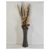 Modern Graphic Design Vase w/ Dried Flora