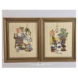 Two Crewel Embroidery Wall Hangings