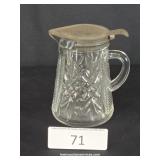 Lidded Pressed Glass Syrup - Honey Server