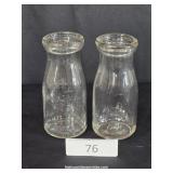 Two Small Half-Pint Milk - Cream Bottles