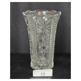 Pressed Clear Glass Starburst Vase