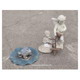 Four Pieces of Yard Art Concrete & Metal Statuary