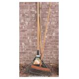 Four Plastic & Metal Leaf Rakes