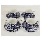Williamsburg Country Courtship 4 Cup & Saucer Sets