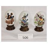 Three Avon Seasonal Painted Bird Eggs