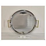 Chromed Steel Serving Tray w/ Brass Handles