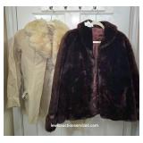 Two Vintage Faux Fur & Bonded Leather Coats
