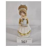 Daisy Pincushion & Thimble Holder Porcelain Girl