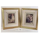 Pair of Little Girls w/ Birds Framed Prints