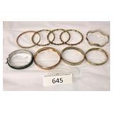 Nine Fancy Costume Jewelry Bangle Bracelets