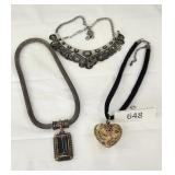 Three Ornate Costume Jewelry Choker Necklaces