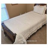 Two Twin Size White Lace Style Comforters & Shams