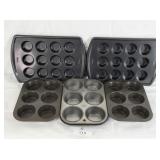 Two 12-Cup Wilton & Three 6-Cup Muffin Pans