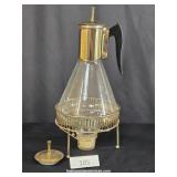 Vintage Glass & Brass Coffee Server - Two Lids