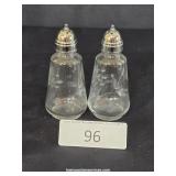 Chromed Steel & Engraved Glass Salt & Pepper Set