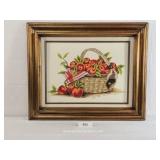 Framed Crewel Embroidery Still Life