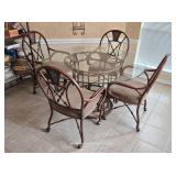 54" Round Beveled Glass Top Table - Palm Design