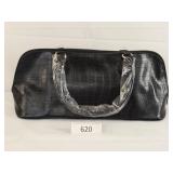 New Black Satin Lined Faux Leather Bag