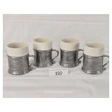 Set of Four Walton Ceramic & Cast Metal Cups
