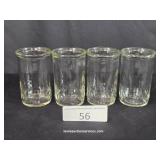 Four Clear Glass Jam-Jelly Jar Glasses