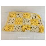 Yellow & White Granny Squares Crocheted Throw