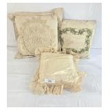 Three Antique Style Accent Pillows