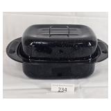 Black Speckled Graniteware Enameled Roaster