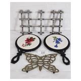 Four Ceramic & Metal Pot Trivets
