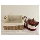 Two Cloth & Cloth Lined Baskets