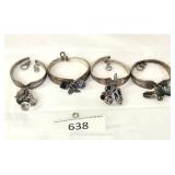 Four Charm Bracelets Silver Plate Flatware