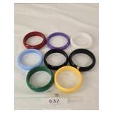 Eight Colorful Thick Plastic Bracelets