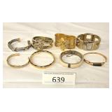 Eight Gold Toned & Electroplate Bracelets