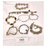 Eight Gold Tone & Silver Tone Bracelets