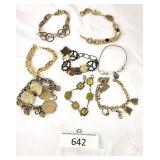 Eight Ornate Costume Jewelry Bracelets