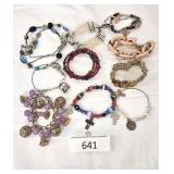 Ten Colorful Costume Jewelry Bracelets