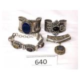 Four Large Silver Toned Jewelry Pieces