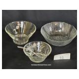 Mixed Lot Three Clear Glass Serving Dishes