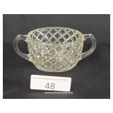 Diamond Pattern Glass Sugar Bowl