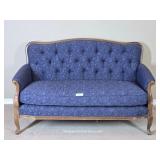 Blue Tufted 54" Camel Back Style Loveseat