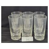 Six Glass Tumblers Engraved JLG