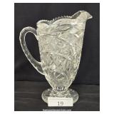 Pressed Glass Sunflower Pattern Pitcher
