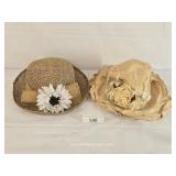 Two Straw Hats w/ Flowers