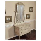 White & Gold Hallway Cabinet With Tilting Mirror