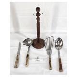 Five Piece Wood & Stainless Kitchen Gadget Set