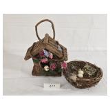 Rustic Bird House And Nest w/ Eggs